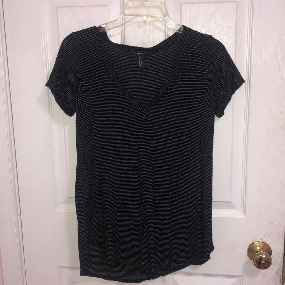 Light Black Striped Short Sleeve